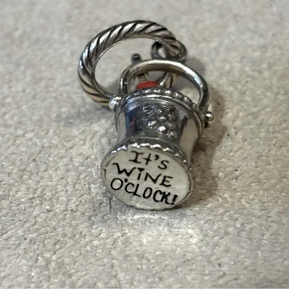 🆕 Brighton Wine O’Clock charm Silver & gold Bottle in bucket Red enamel heart - Picture 3 of 6